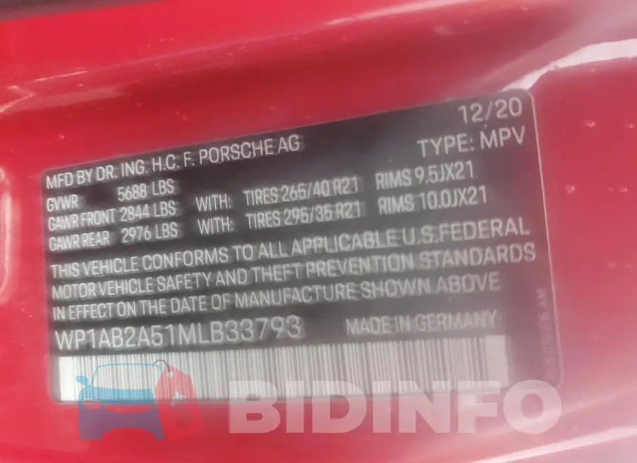 WP1AB2A51MLB33793 Photo# 12