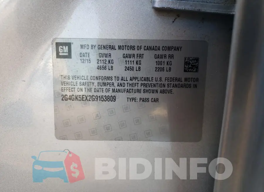 2G4GK5EX2G9153809 Photo# 13