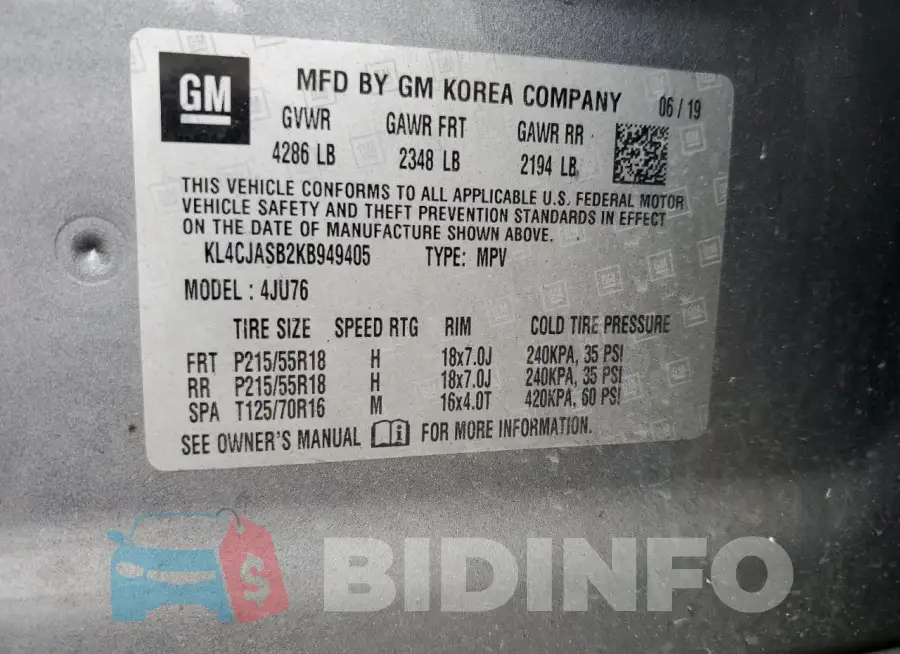 KL4CJASB2KB949405 Photo# 13