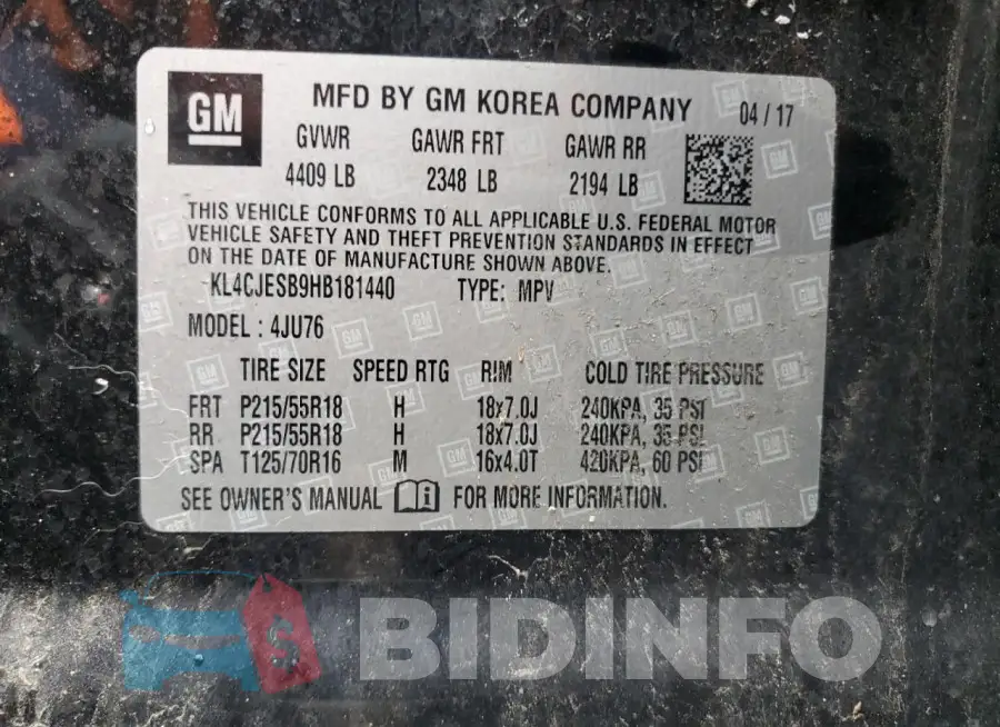 KL4CJESB9HB181440 Photo# 12
