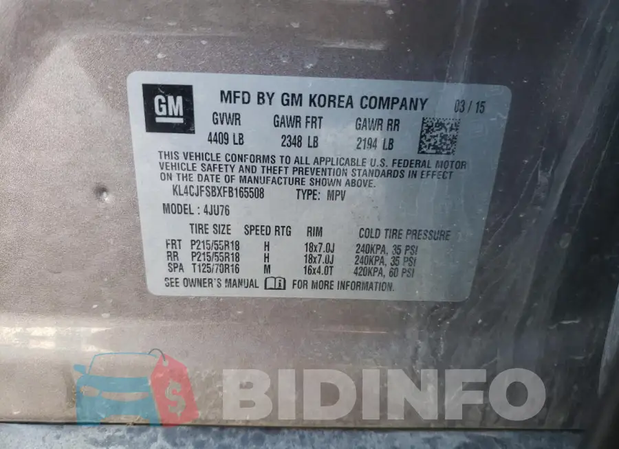 KL4CJFSBXFB165508 Photo# 12