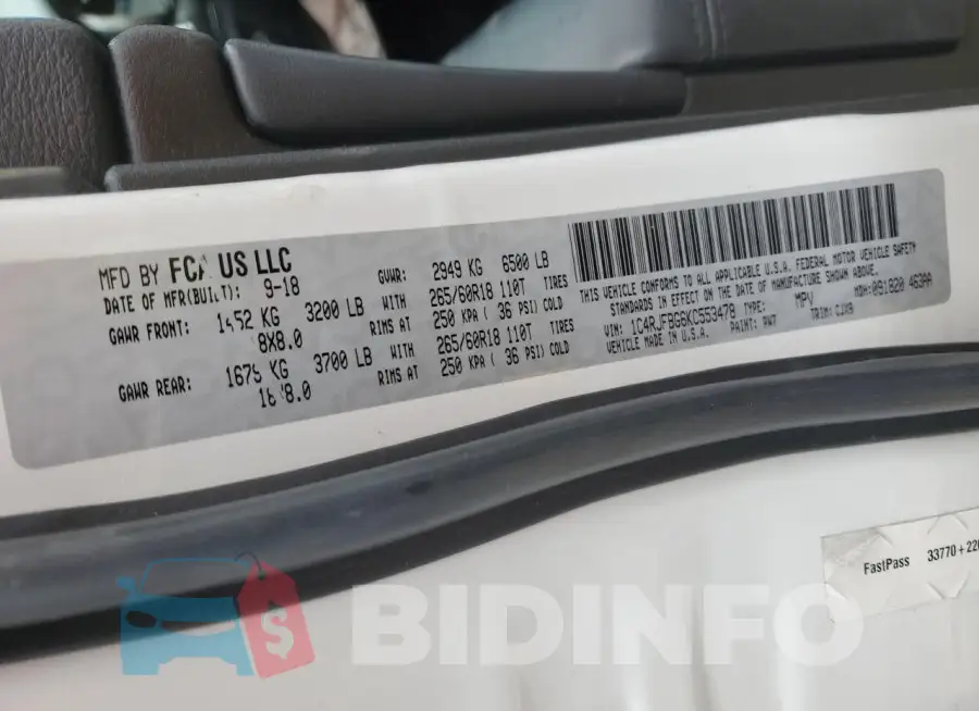 1C4RJFBG6KC553478 Photo# 12