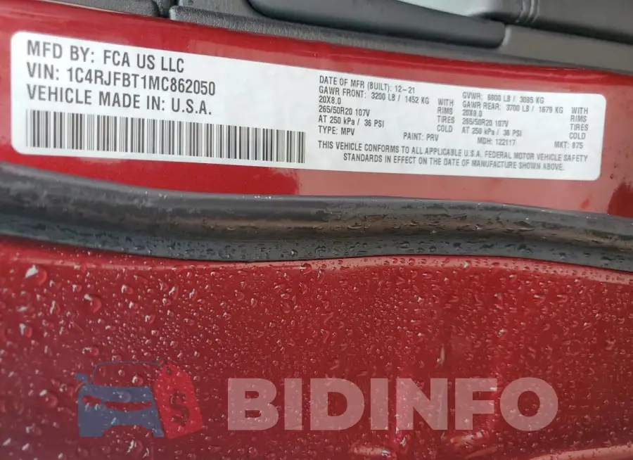 1C4RJFBT1MC862050 Photo# 13
