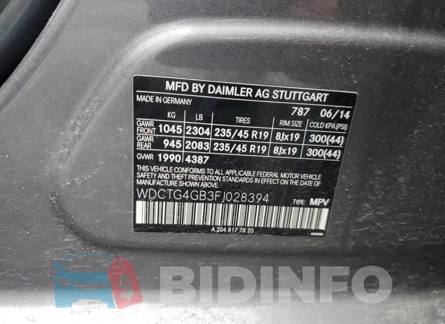 WDCTG4GB3FJ028394 Photo# 12