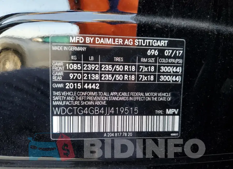 WDCTG4GB4JJ419515 Photo# 14