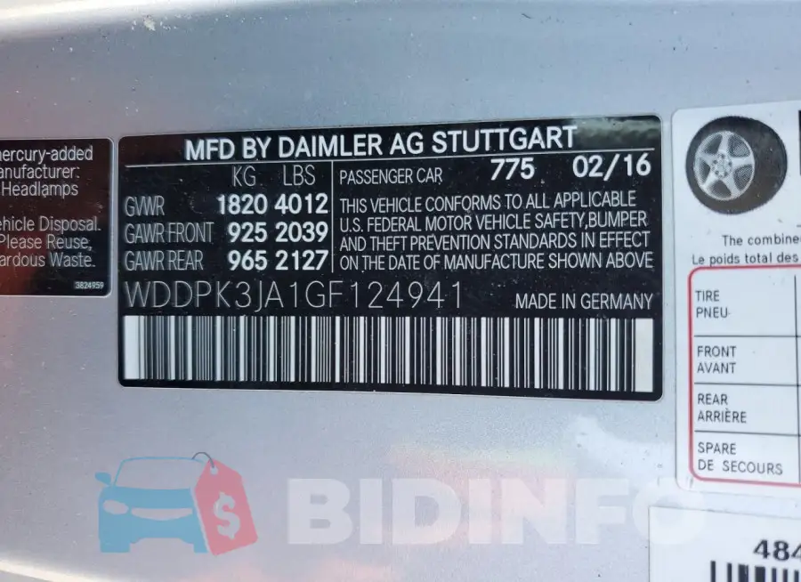WDDPK3JA1GF124941 Photo# 12
