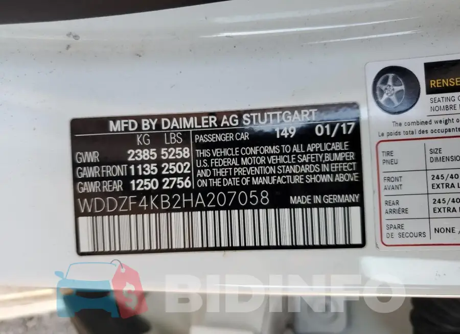 WDDZF4KB2HA207058 Photo# 12