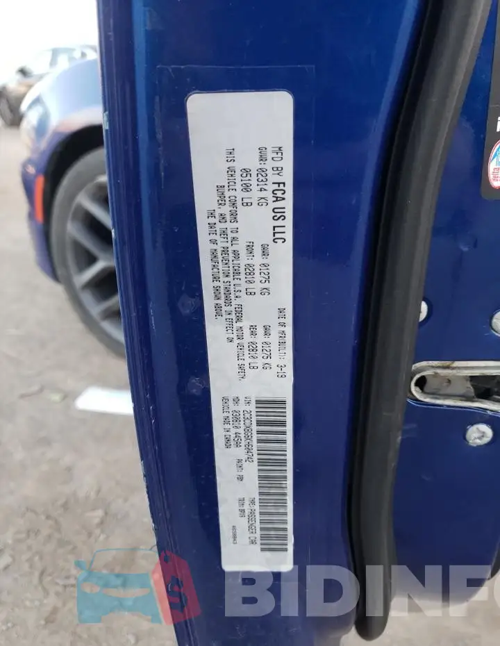 2C3CDXBG6KH604742 Photo# 13