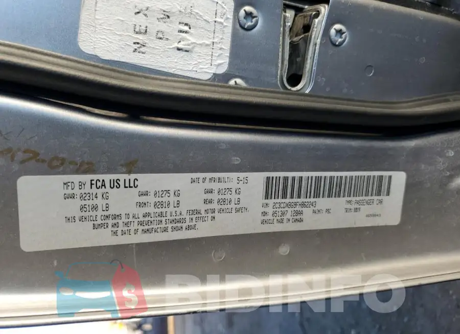 2C3CDXBG9FH862243 Photo# 12