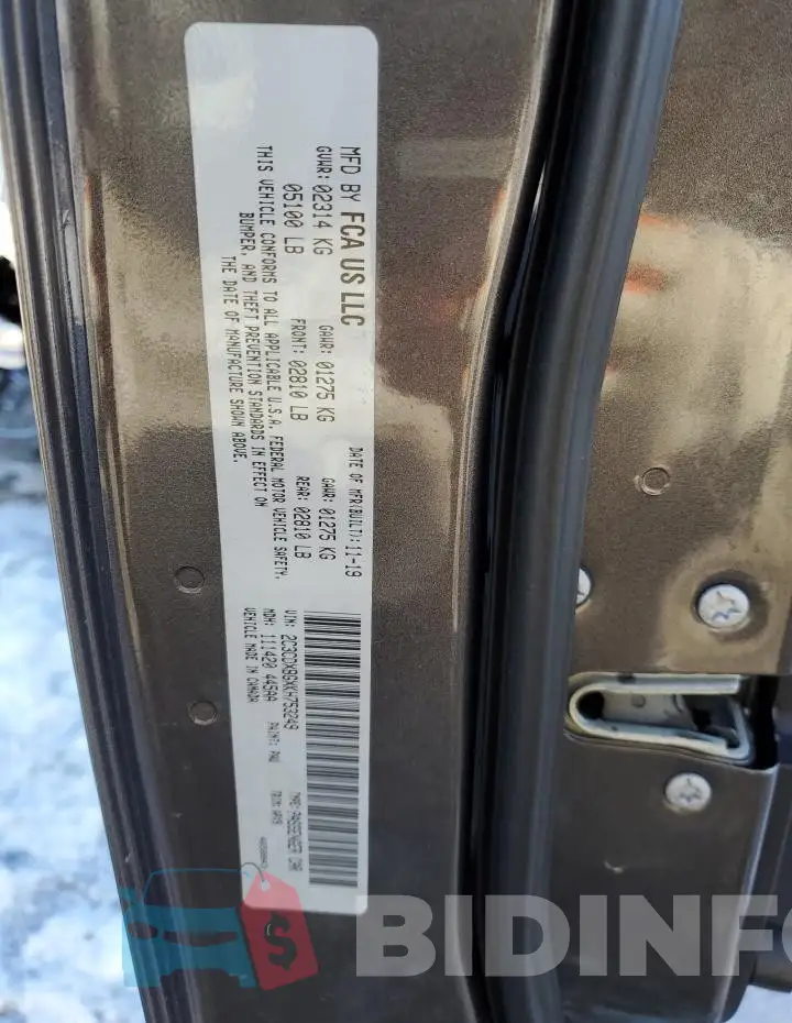 2C3CDXBGXKH753249 Photo# 13