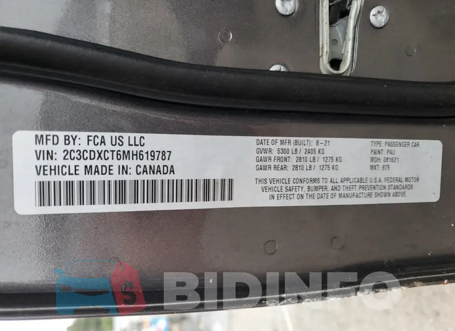 2C3CDXCT6MH619787 Photo# 13