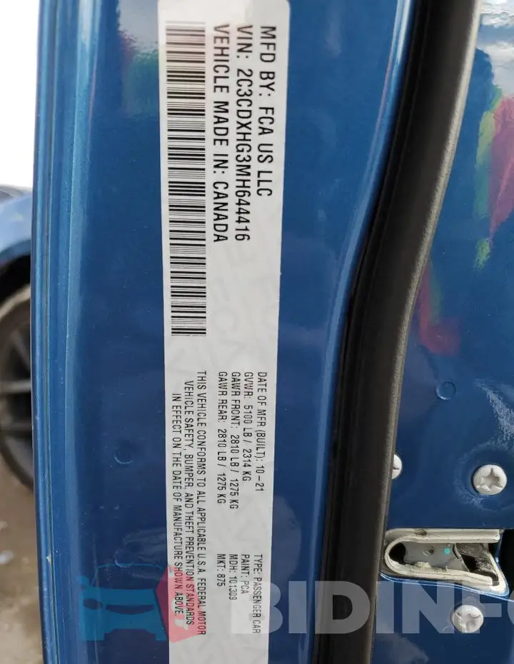 2C3CDXHG3MH644416 Photo# 13
