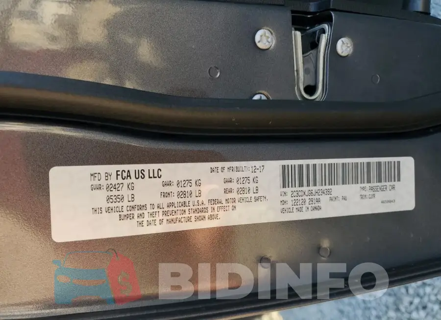 2C3CDXJG6JH234392 Photo# 12