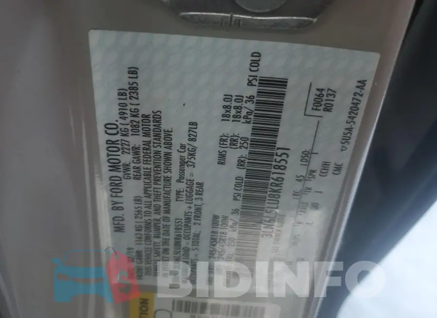 3LN6L5LU8KR618551 Photo# 12