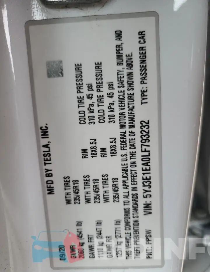 5YJ3E1EA0LF793232 Photo# 13