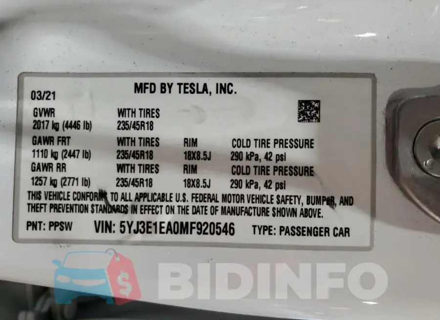 5YJ3E1EA0MF920546 Photo# 13