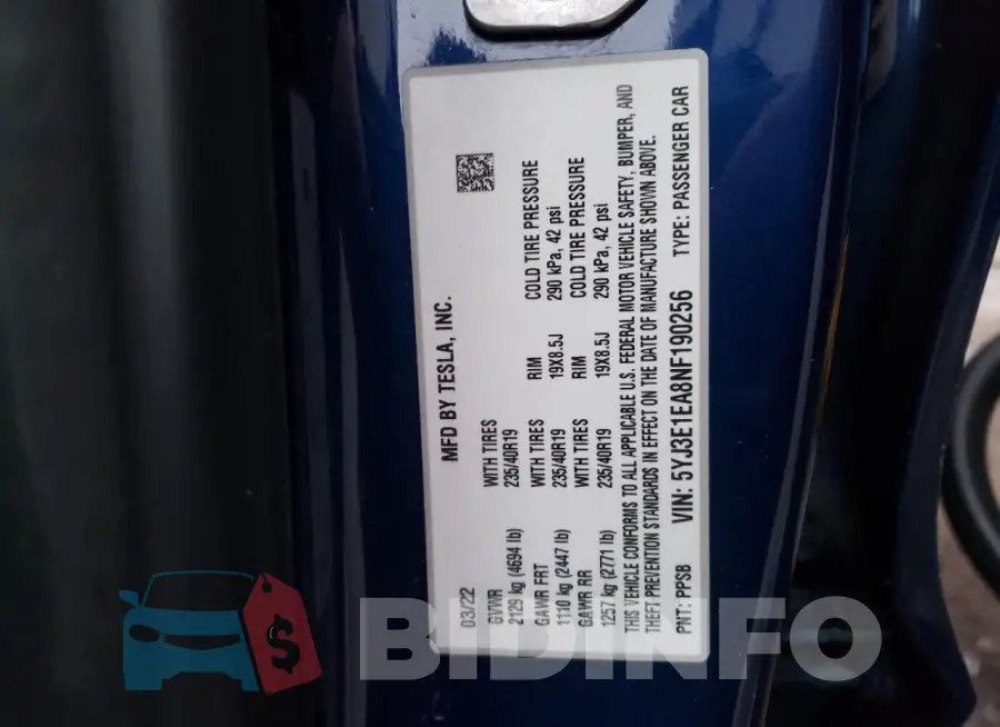 5YJ3E1EA8NF190256 Photo# 12