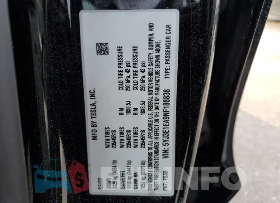 5YJ3E1EA9NF188838 Photo# 12