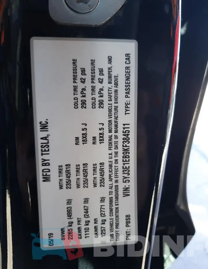 5YJ3E1EB9KF384511 Photo# 12