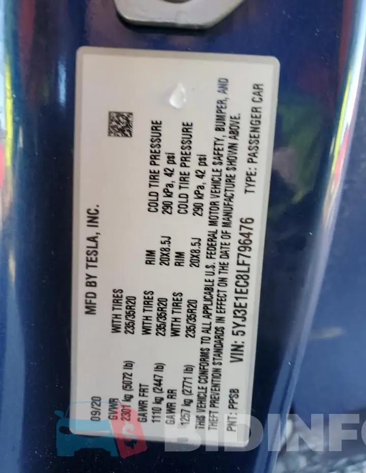 5YJ3E1EC8LF796476 Photo# 12