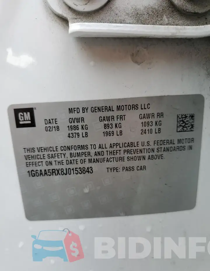 1G6AA5RX8J0153843 Photo# 13