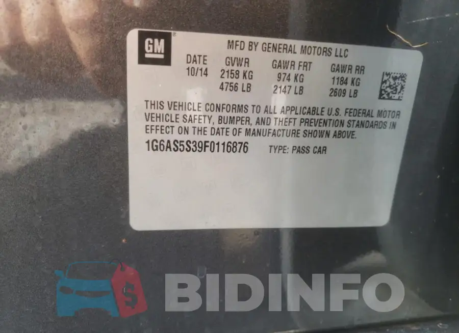1G6AS5S39F0116876 Photo# 12