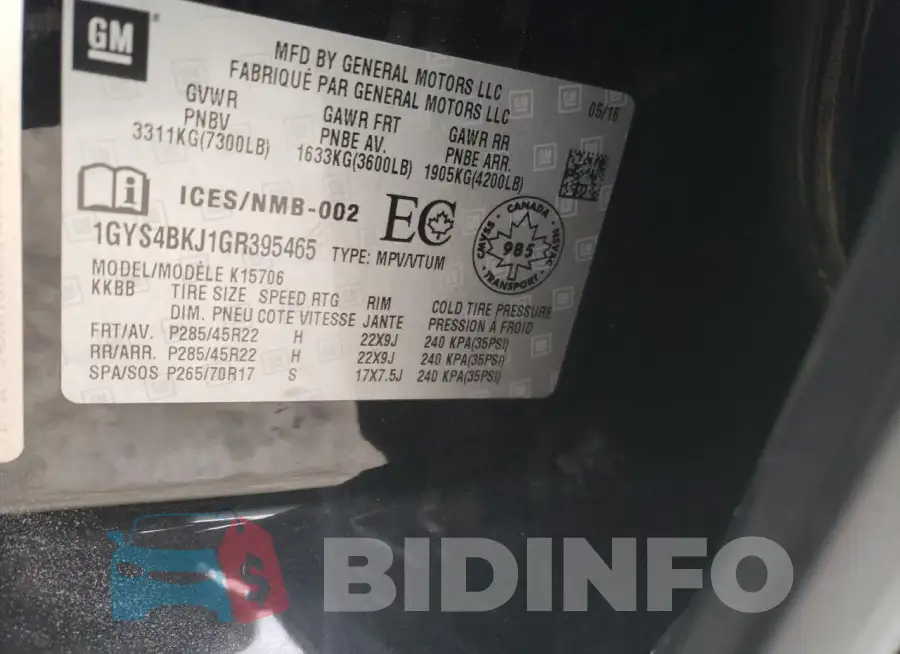 1GYS4BKJ1GR395465 Photo# 12
