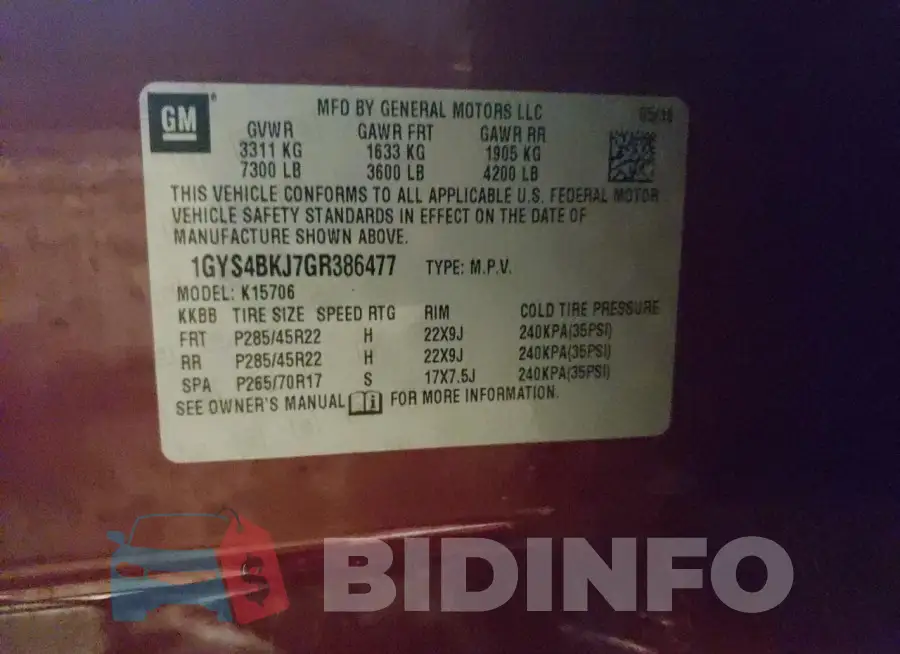 1GYS4BKJ7GR386477 Photo# 13