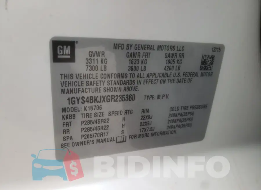 1GYS4BKJXGR235360 Photo# 13