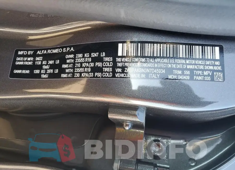 ZASPAKBN3N7D45934 Photo# 13