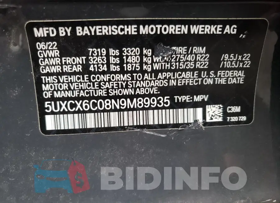 5UXCX6C08N9M89935 Photo# 13