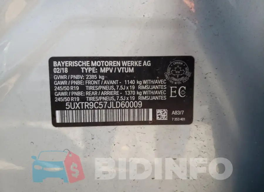 5UXTR9C57JLD60009 Photo# 13