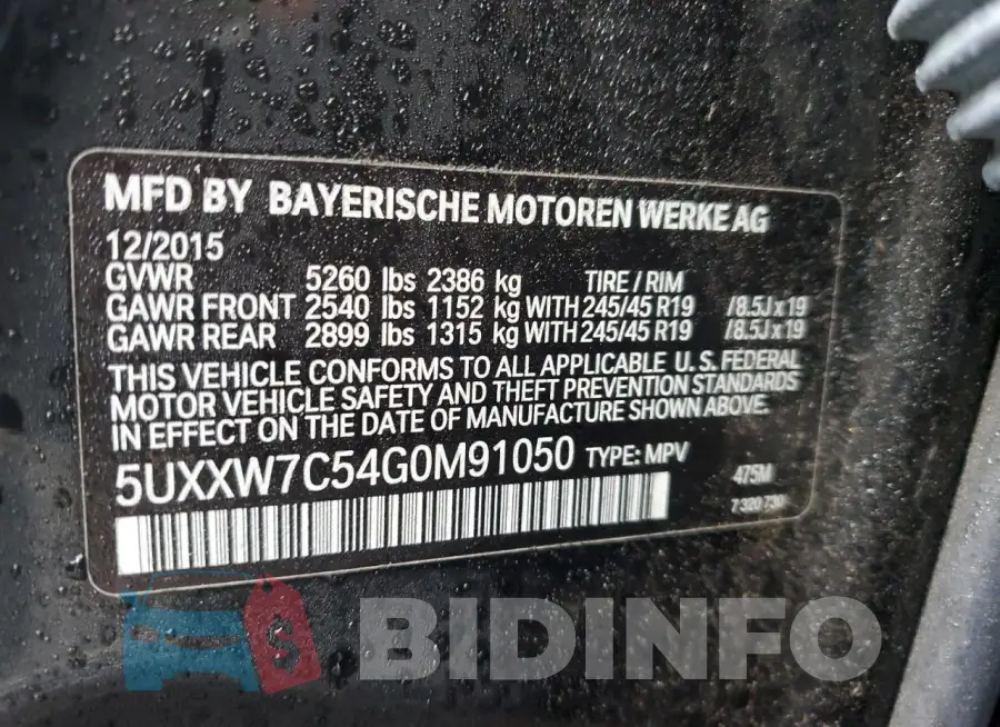 5UXXW7C54G0M91050 Photo# 12