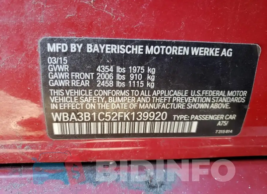 WBA3B1C52FK139920 Photo# 12