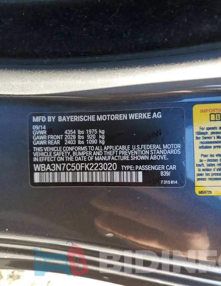 WBA3N7C50FK223020 Photo# 12