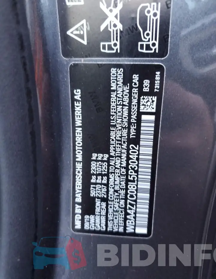 WBA4Z7C08L5P30402 Photo# 12