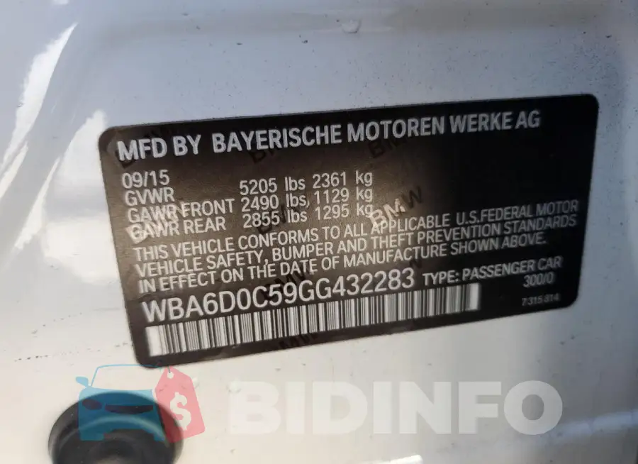 WBA6D0C59GG432283 Photo# 12