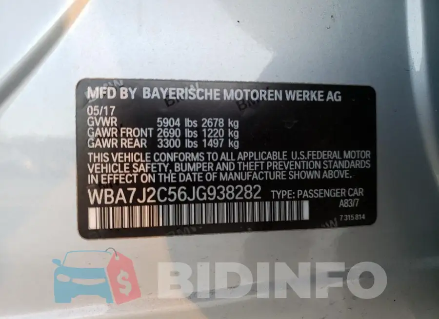 WBA7J2C56JG938282 Photo# 12