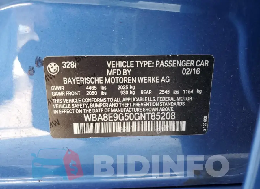 WBA8E9G50GNT85208 Photo# 12