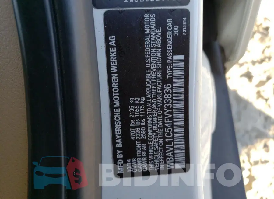 WBAVL1C54FVY33836 Photo# 13