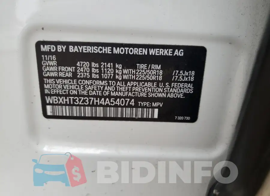 WBXHT3Z37H4A54074 Photo# 12