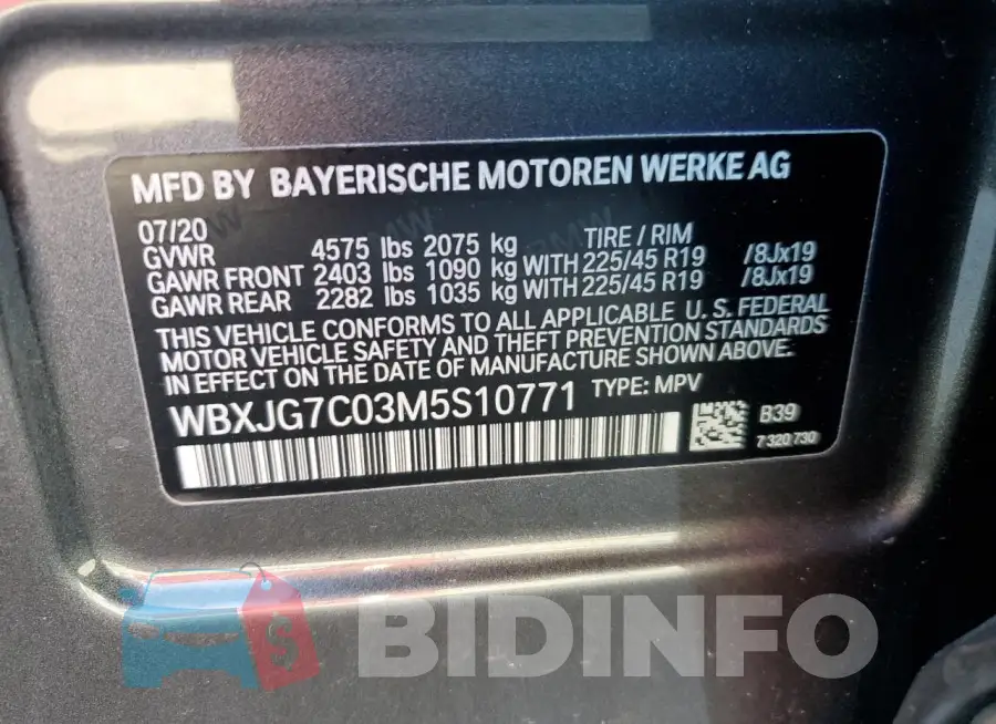 WBXJG7C03M5S10771 Photo# 13