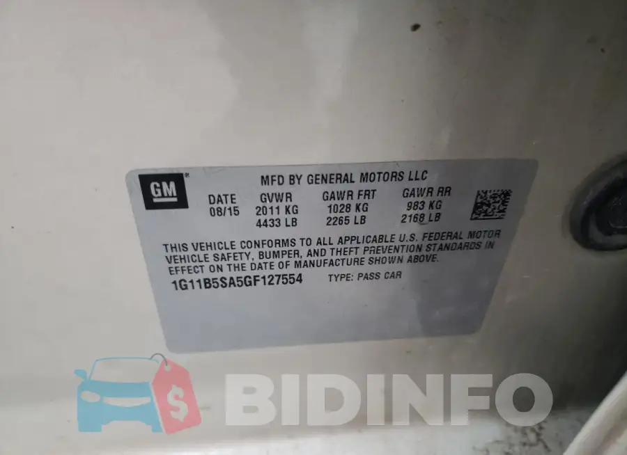 1G11B5SA5GF127554 Photo# 12