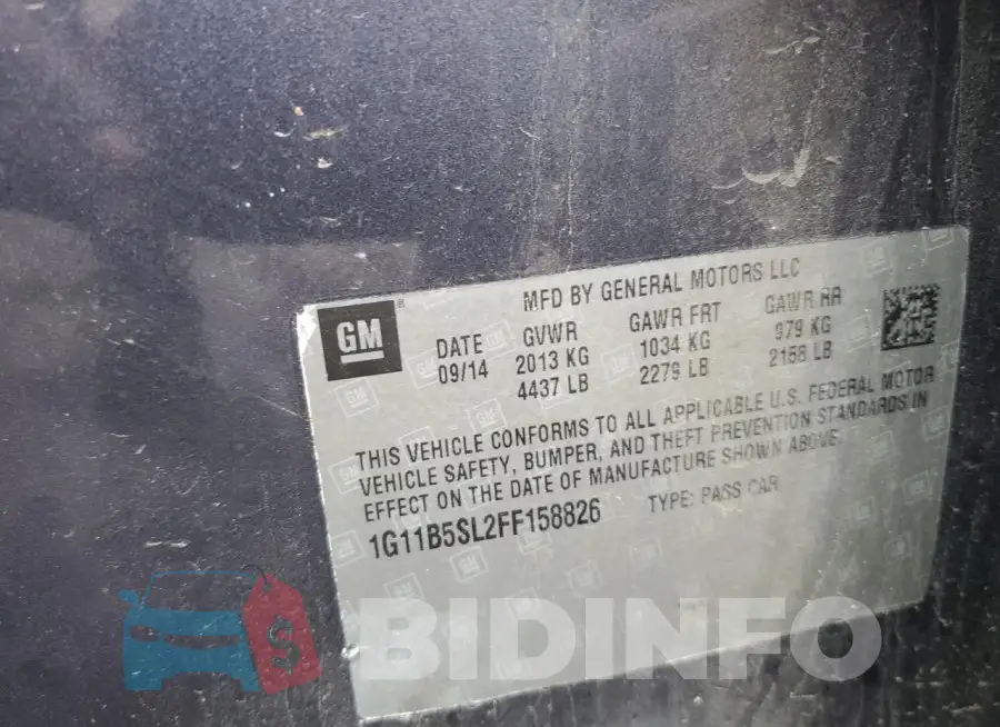 1G11B5SL2FF158826 Photo# 12