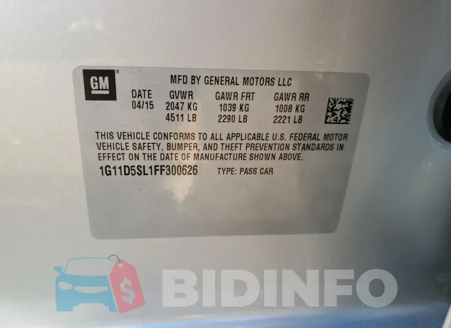 1G11D5SL1FF300626 Photo# 12