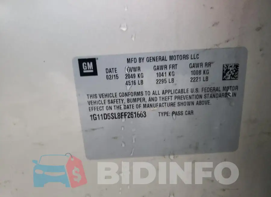 1G11D5SL8FF261663 Photo# 12