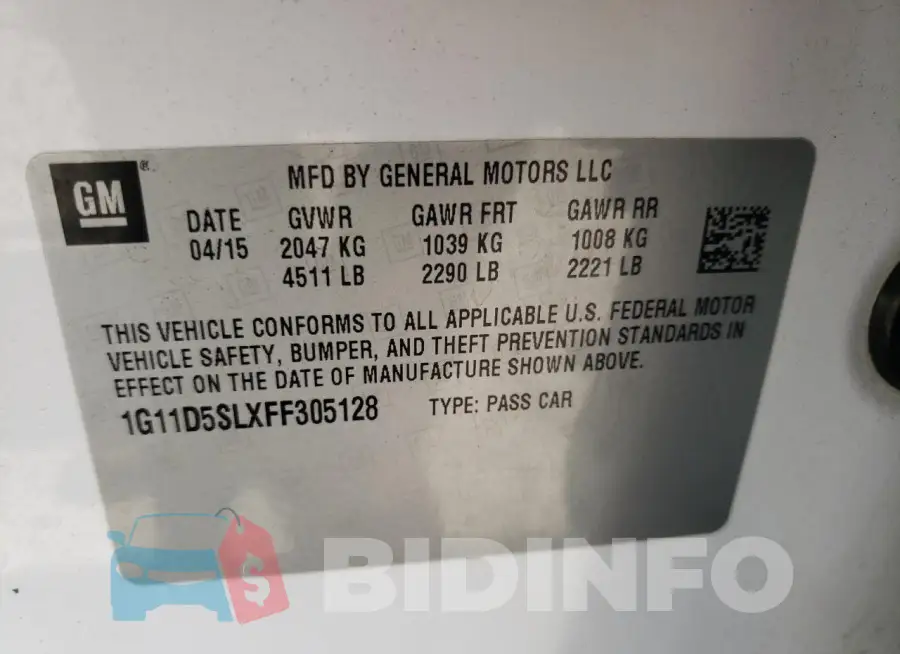 1G11D5SLXFF305128 Photo# 12