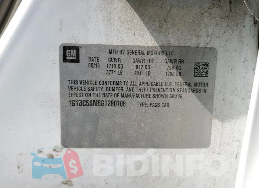 1G1BC5SM6G7280708 Photo# 13