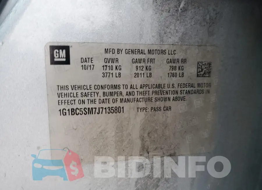 1G1BC5SM7J7135801 Photo# 12