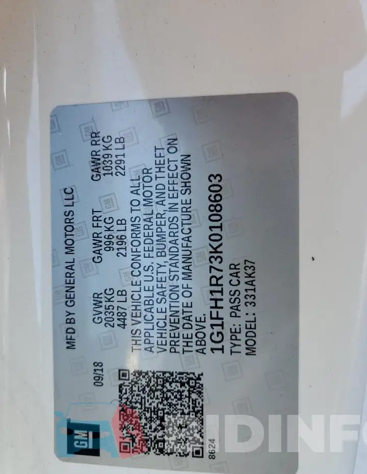 1G1FH1R73K0108603 Photo# 12
